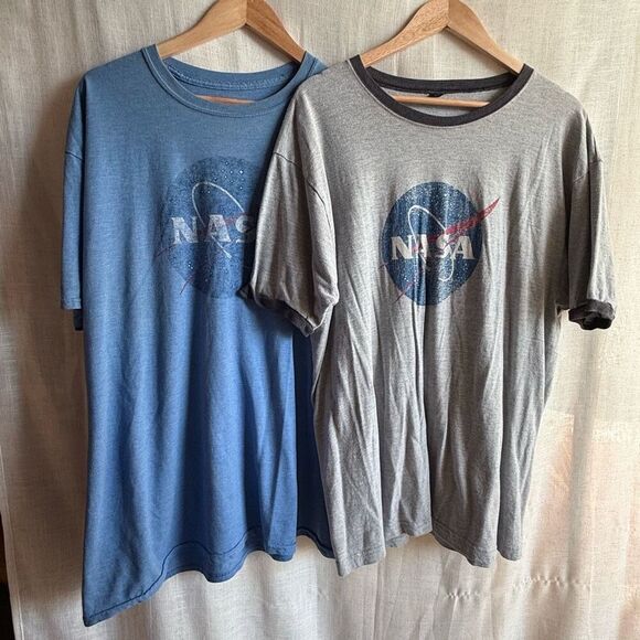 NASA T-Shirts Women’s 3XL Blue Gray Set Distressed Logo Graphic Tee Bundle Space - Picture 1 of 11